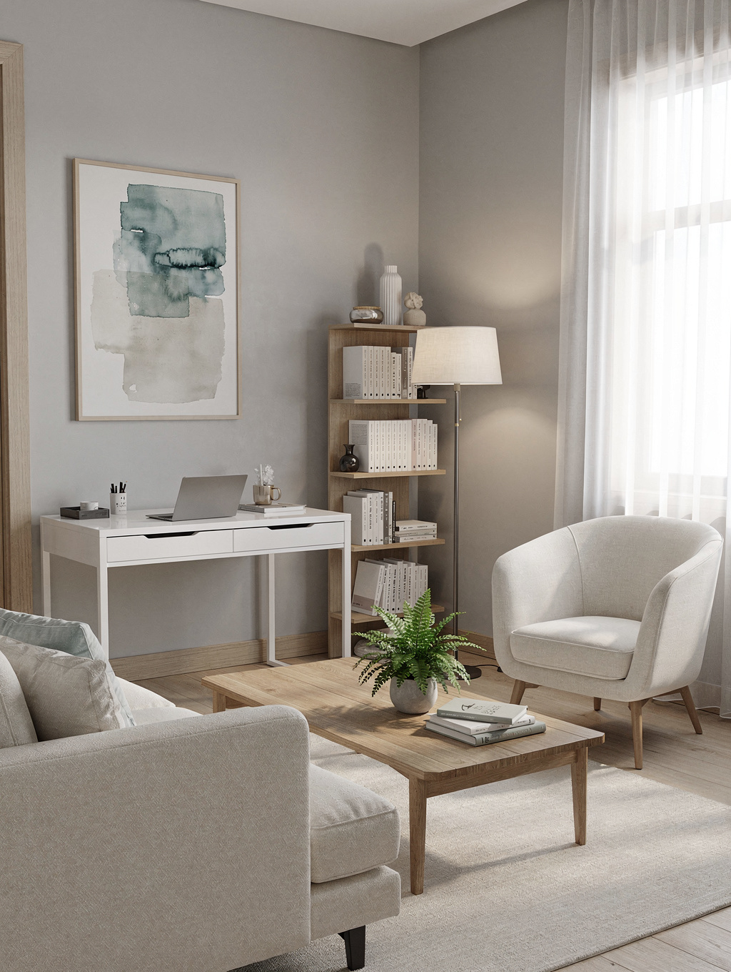 A serene and professional consultation room with soft lighting and comfortable seating
